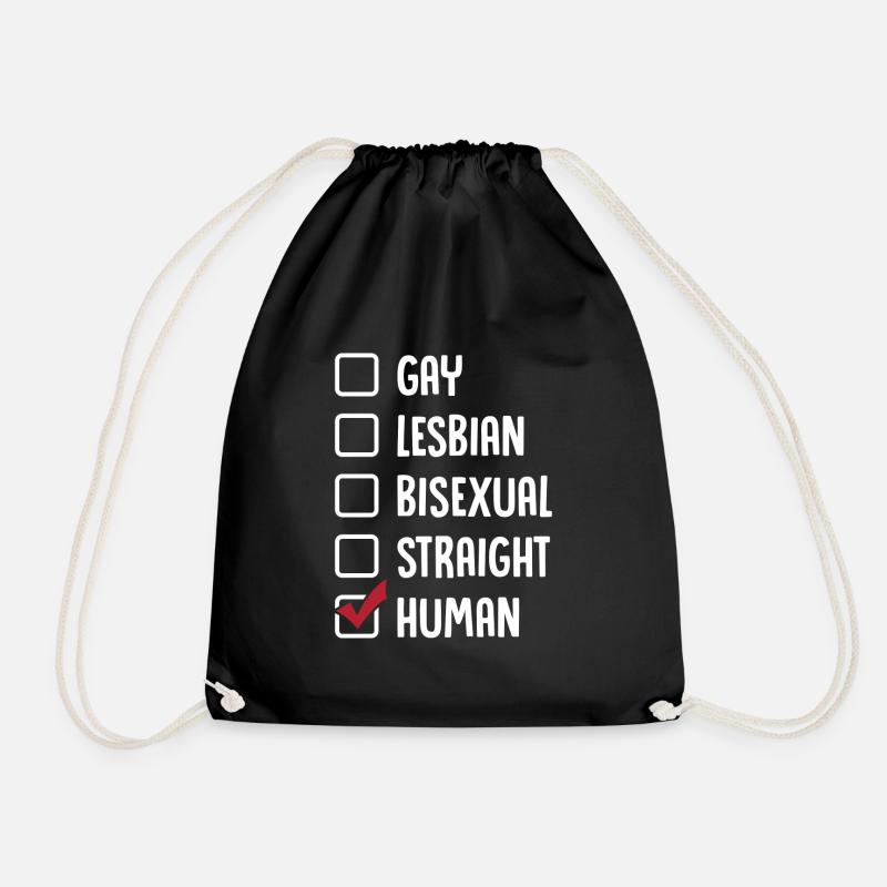 Gay Lesbian Bisexual Straight Human - Drawstring Bag - black