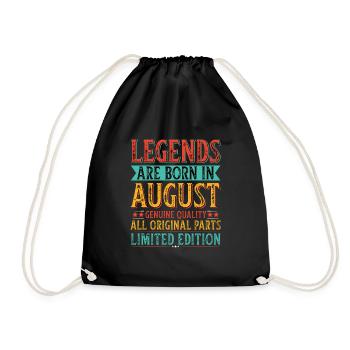 Legends Birthday August Year of construction Legend - Drawstring Bag - black - Front