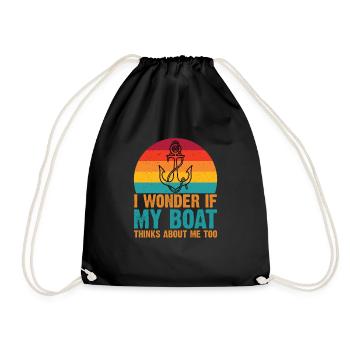 Ob Mein Boot Auch An Mich Denkt Yacht Boote - Turnbeutel - Schwarz - Vorne