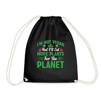 Plants Food Animal Welfare Herbivores Vegan - Drawstring Bag - black - Front