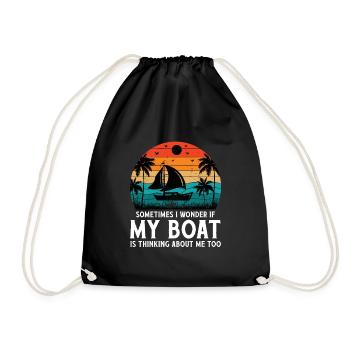 Ob Mein Boot Auch An Mich Denkt Yacht Boote - Turnbeutel - Schwarz - Vorne