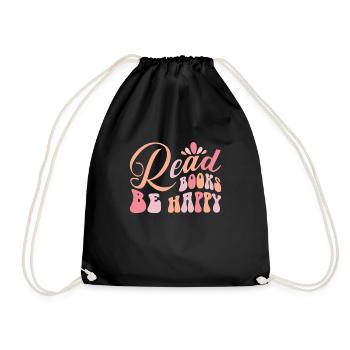 School Open Book Pages Book Read Fröhlich - Drawstring Bag - black - Front