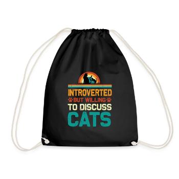 Amoureux des animaux Introverti Chat Chien Animal de compagnie - Sac de sport léger - noir - Devant