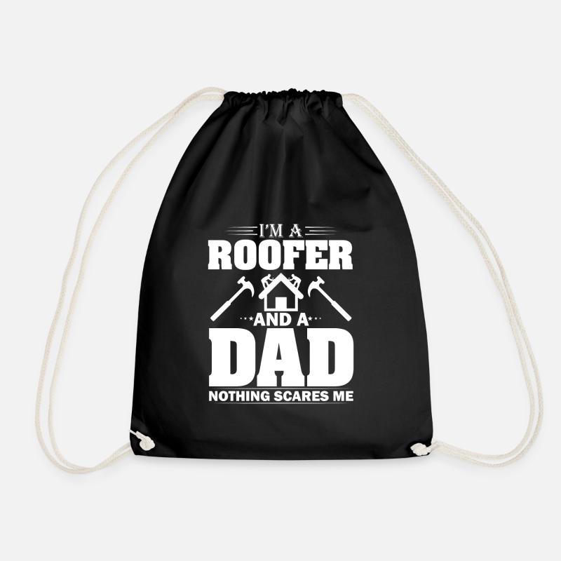 Papa Roofer Father Roofing Craft Roofing Roof - Drawstring Bag - black