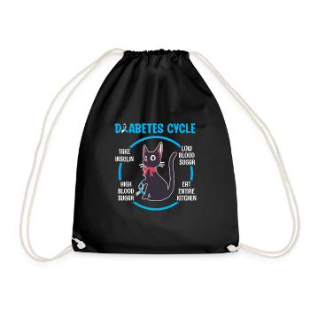 Diabetes Type 1 Diabetic Held Insulin t1d Sugar - Drawstring Bag - black - Front