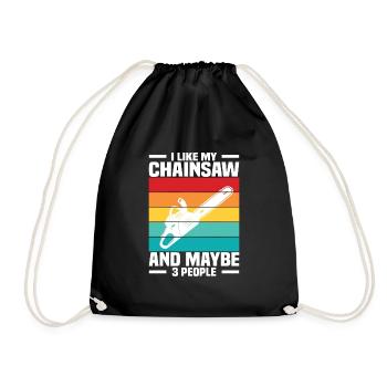 Wood Chainsaw Lumberjack Woodworker Climbing - Drawstring Bag - black - Front