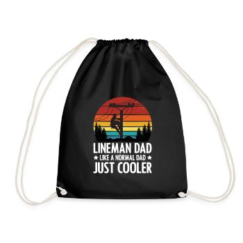 Line Fitter Electrician Overhead Line Father Papa - Drawstring Bag - black - Front