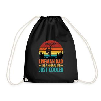 Line Fitter Electrician Overhead Line Father Papa - Drawstring Bag - black - Front