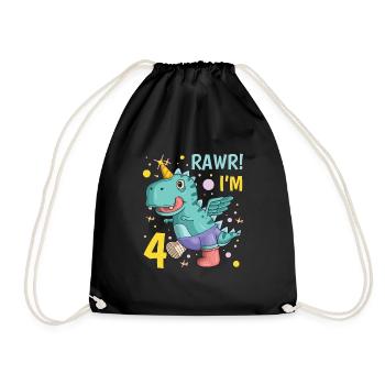 4ème anniversaire Jeune dinosaure 4 ans Dino - Sac de sport léger - noir - Devant
