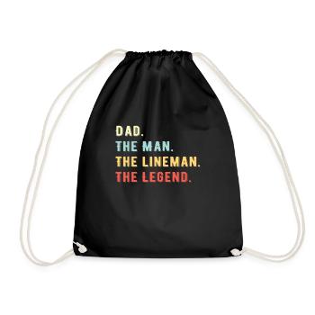 Line Fitter Electrician Overhead Line Father Papa - Drawstring Bag - black - Front