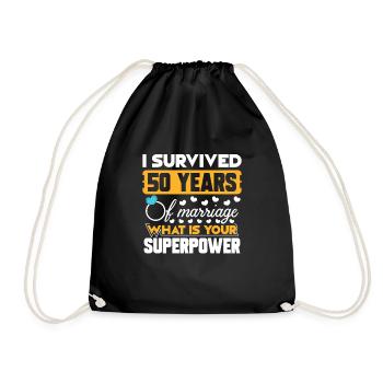 Noces d’or 50 ans cadeau de mariage - Sac de sport léger - noir - Devant