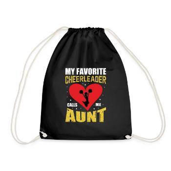Proud Aunt Of Cheerleader Football Aunt - Drawstring Bag - black - Front