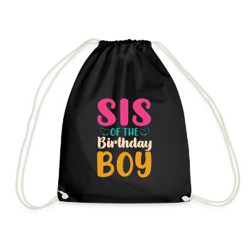 Sister Birthday Boy Celebration Boy - Drawstring Bag - black - Front