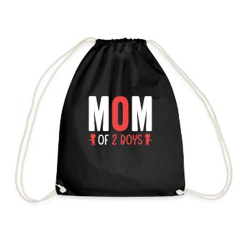 Mom of Two Boys Mother Mother's Day - Drawstring Bag - black - Front