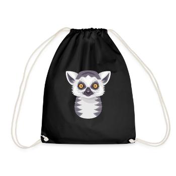 Katta Monkey Half Monkey Lemur Kattas Lemurs Half Monkey - Drawstring Bag - black - Front