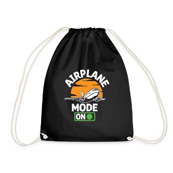 Pilot Airplane Flying Sport Gift Idea - Drawstring Bag - black - Front