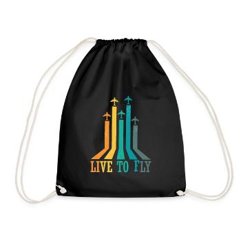 Pilot Airplane Flying Sport Gift Idea - Drawstring Bag - black - Front