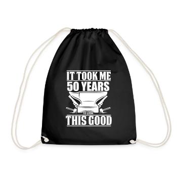 50 years old blacksmith 100% tested quality And - Drawstring Bag - black - Front