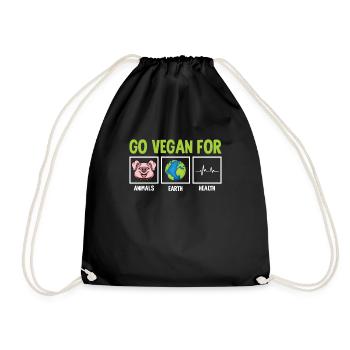 Tierschützer Veganer Vegetarier Tierliebhaber Tier - Turnbeutel - Schwarz - Vorne