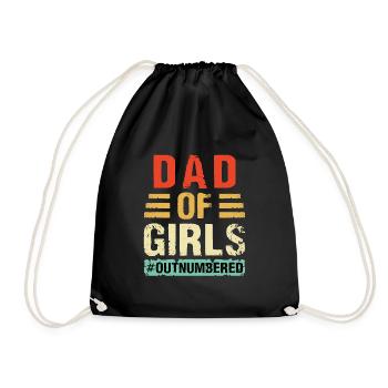 Father's Day Mother Father Two Daughters Baby - Drawstring Bag - black - Front