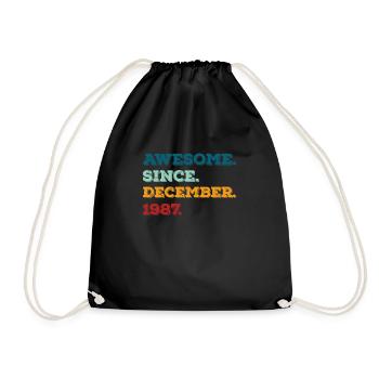 Birthday December 1987 Born Year of birth - Drawstring Bag - black - Front