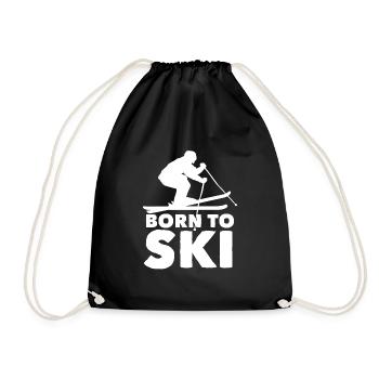 Skiers Downhill Mountains Ski Sport Skis Skiing - Drawstring Bag - black - Front