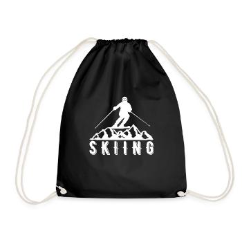 Skiers Downhill Mountains Ski Sport Skis Skiing - Drawstring Bag - black - Front