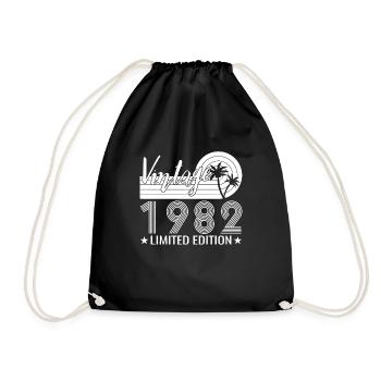 Born 1982 Retro 1982 Birthday - Drawstring Bag - black - Front