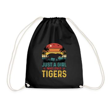 Tiger girl just a girl who loves tigers - Drawstring Bag - black - Front