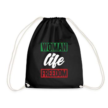 Women Life Freedom Iranian Mahsa Amini Iran - Drawstring Bag - black - Front