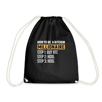 Bitcoin Plan B BTC Satoshi Crypto Hodl Maximalist - Drawstring Bag - black - Front
