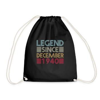 Legends birthday December 1940 born gift - Drawstring Bag - black - Front
