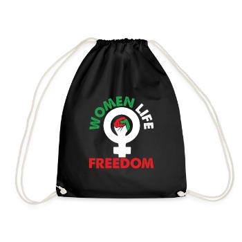 Women Life Freedom Iranian Mahsa Amini Iran - Drawstring Bag - black - Front
