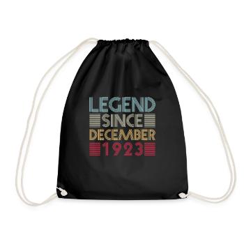 Legends birthday December 1923 born gift - Drawstring Bag - black - Front