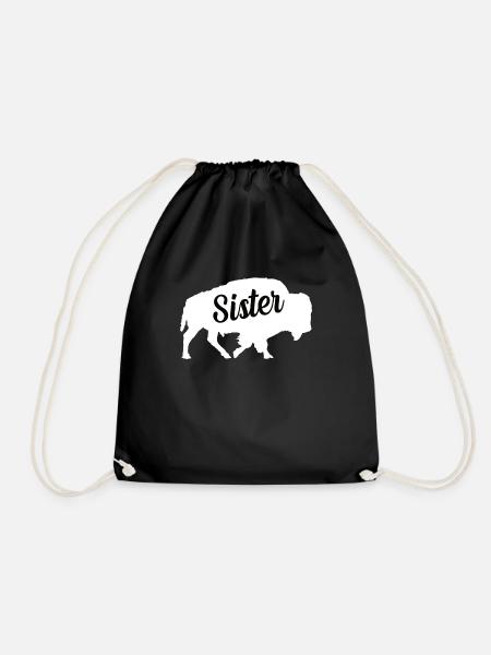 Bison Bruder Rind Büffel Zoo Vater Schwester Bauer - Turnbeutel - Schwarz