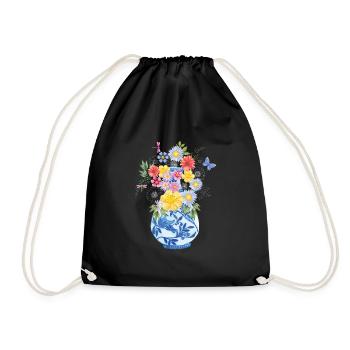 Vrilles de fleurs Vase Bouquet Bouquet Fleurs - Sac de sport léger - noir - Devant
