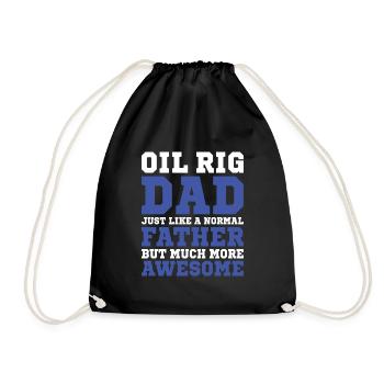 Oil rig oil gas worker drilling oil platform father - Drawstring Bag - black - Front