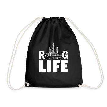 Oil rig oil gas workers drilling oil platform - Drawstring Bag - black - Front