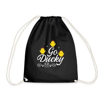 Duck family Rubber ducks Bathing duck Duck - Drawstring Bag - black - Front