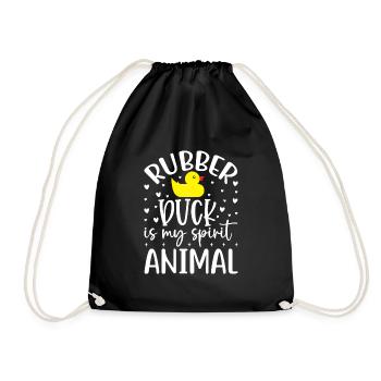 Duck family Rubber ducks Bathing duck Duck - Drawstring Bag - black - Front
