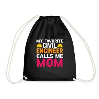 Civil Engineer Bridge Construction Statics Son Mama Engineer - Drawstring Bag - black - Front
