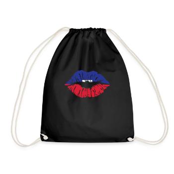 Haiti Heartbeat Flag Vintage Haiti Heart - Drawstring Bag - black - Front