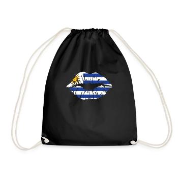 Uruguay Flag Heart Latin America Travel Holidays - Drawstring Bag - black - Front