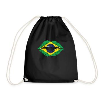 Brasilien Brasilianer Kultur Reisen Herz Flagge - Turnbeutel - Schwarz - Vorne