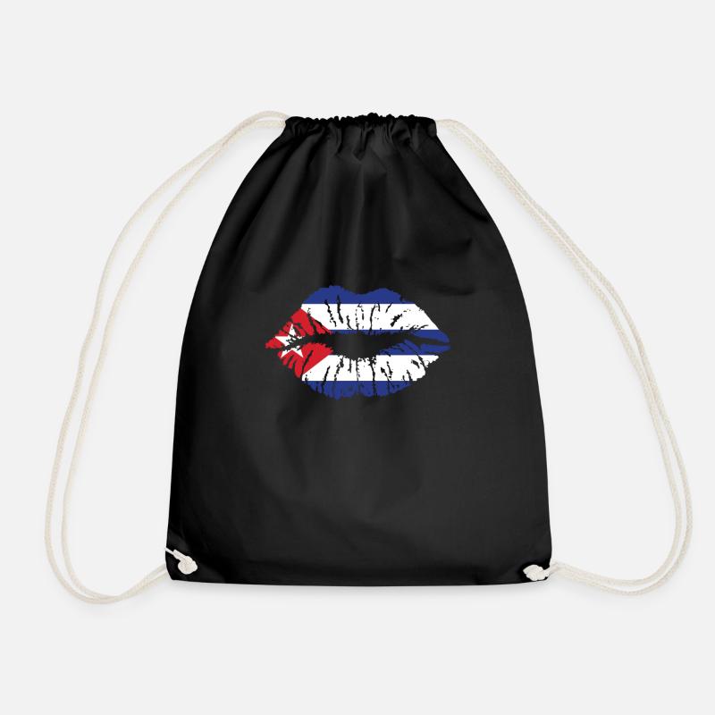 Cuba Flag Heart Flag Cubans - Drawstring Bag - black