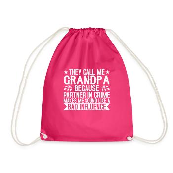 Grandpa the bad influence - Drawstring Bag - fuchsia - Front