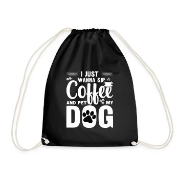 Kaffee Hund Maschine Welpen Tasse Bohnen - Turnbeutel - Schwarz - Vorne
