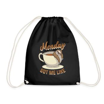 Monday - Sloth Lazy Sleep Laziness Tired - Drawstring Bag - black - Front