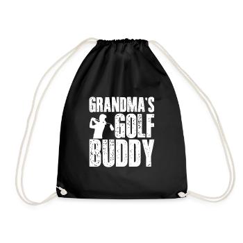 The Golf Grandma Grandmother Buddy Friend Grandchild - Drawstring Bag - black - Front