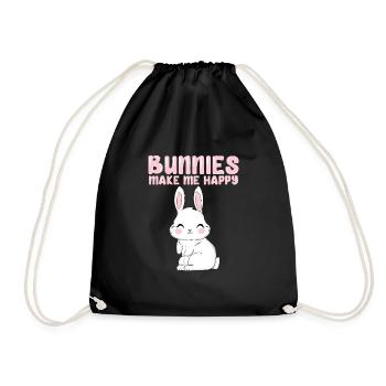 Rabbits Pet Love - Drawstring Bag - black - Front
